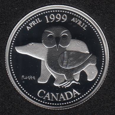 1999 - #4 Proof - Silver - April - Canada 25 Cents