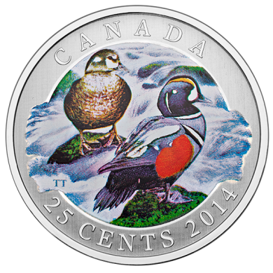 2014 - 25¢ - Harlequin Duck - Coloured Coin