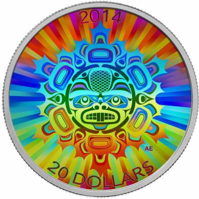 2014 - $20 -  Pièce holographique de 1 oz en argent fin - Symbiose : Terre - Le castor