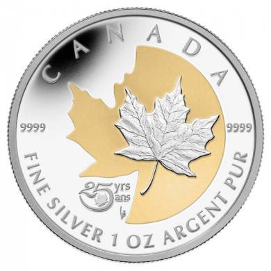 2013 - $5 - 1 oz Fine Silver - 25th Anniversary of the Silver Maple Leaf