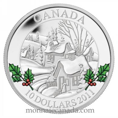 2011 - $10 Dollars - Fine Silver Coin - Winter Town