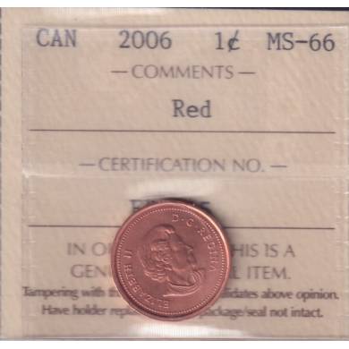 2006 - MS 66 Red - Non-Magnétique - ICCS - Canada Cent