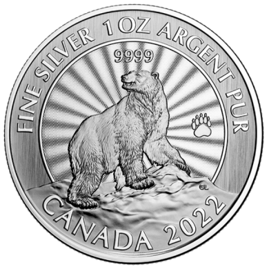 2022 - $5 - 1 oz. Pure Silver Coin: The Majestic Polar Bear
