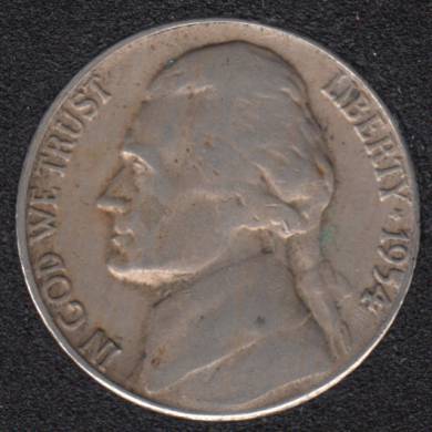 1954 S - Fine - Jefferson - 5 Cents