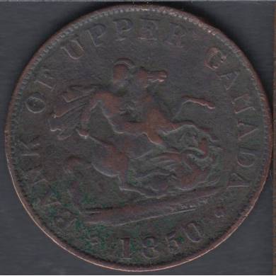 1850 - Fine - Rouill - Bank of Upper Canada Half Penny - PC-5A