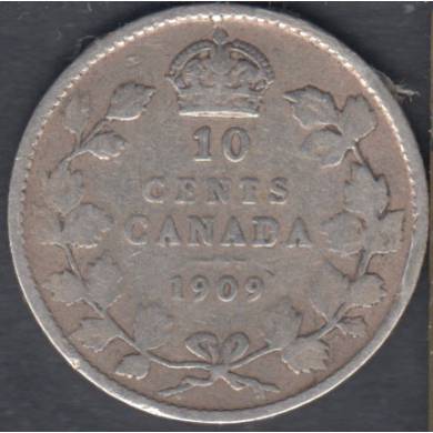 1909 - Victorian Leaves - G/VG - Canada 10 Cents