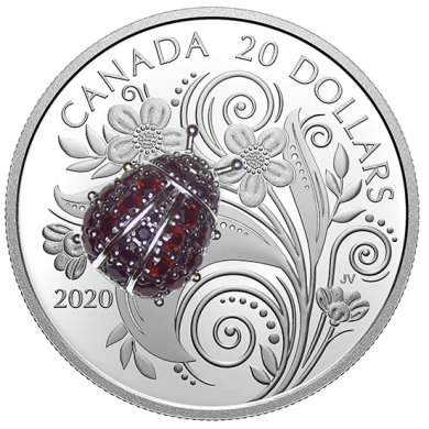 2020 - $20 - 1 oz. Pure Silver Coin - Bejeweled Bugs: Ladybug