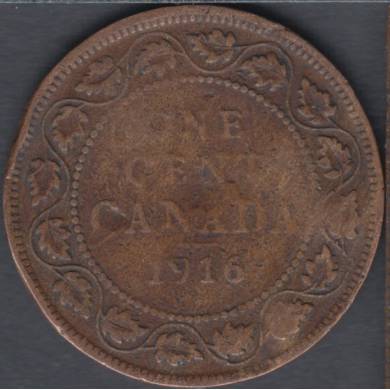 1916 - VG - Damaged - Canada Large Cent