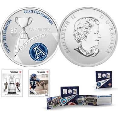2012 - The Toronto Argonauts - 25-Cent Coloured Coin and Stamp Set