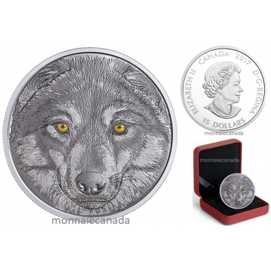 2017 - $15 - Pure Silver Glow-in-the-Dark Coin - In The Eyes Of The Wolf