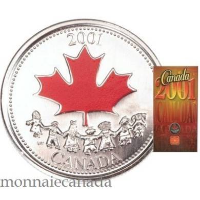 2001 - 25 Cents Coloré - jour du Canada