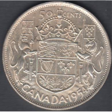 1954 - EF - Polished - Canada 50 Cents
