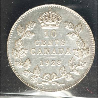 1928 - AU 55 - ICCS - Canada 10 Cents
