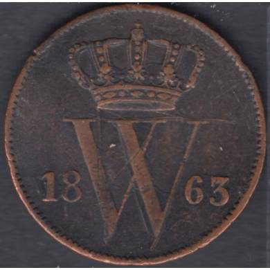 1863 - 1 Cent - Endommagé - Pays Bas