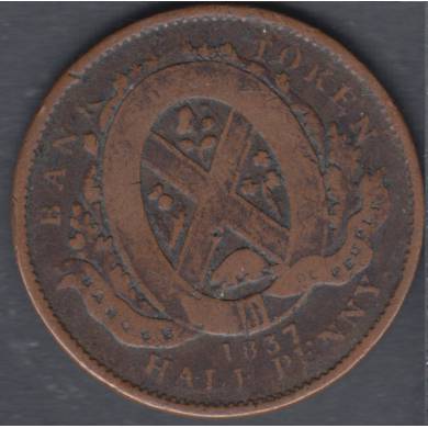 1837 - VG - Banque Du Peuple - Half Penny Token - Un Sou - LC-8C1 - Province Bas Canada