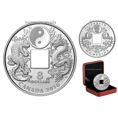 2016 - $8 - Pure Silver Coin – Tiger and Dragon Yin and Yang
