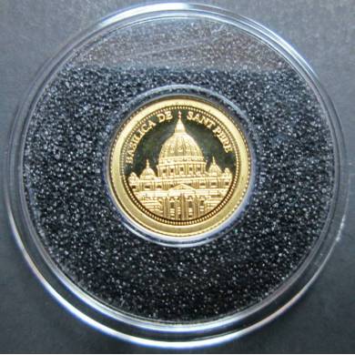 2008 Andorra 1 Dinar Fine Gold Proof Coin - St.Peter's Basilica - NO TAX