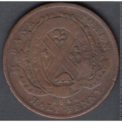 1844 - Fine - Endommag - Half Penny Token Bank of Montreal - Province of Canada - PC-1B4