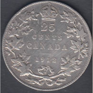 1912 - VG- Polished - Canada 25 Cents
