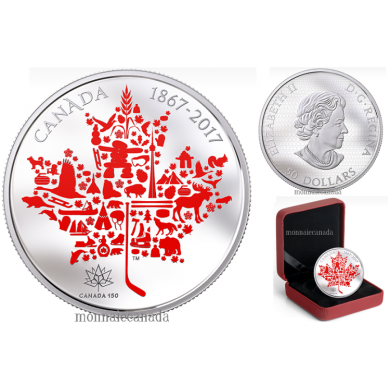 2017 - $50 - 5 oz. Pure Silver Coloured Coin - Canadian Icons