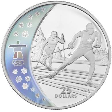 2009 - $25 Silver Hologram Coin – Cross Country Skiing