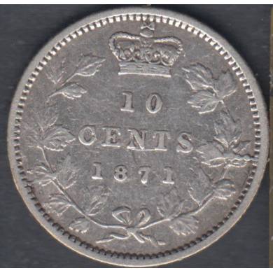1871 - F/VF - Canada 10 Cents
