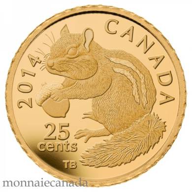2014 - 25 Cents 0.5 g Pure Gold Coin - Chipmunk