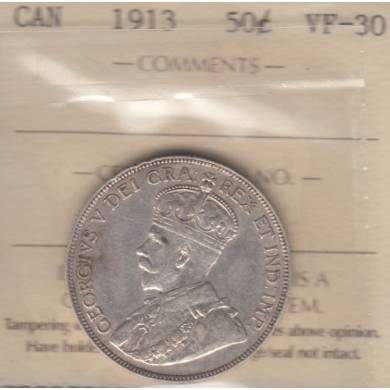 1913 - VF-30 - ICCS - Canada 50 Cents