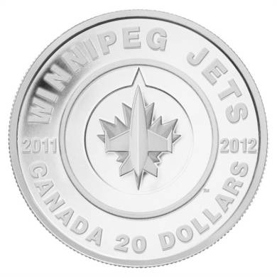 2011 Canada $20 Dollars Argent Fin - Winnipeg Jets LNH Hockey