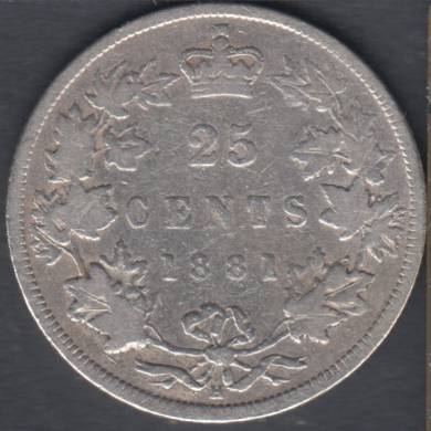 1881 H - VG - Canada 25 Cents