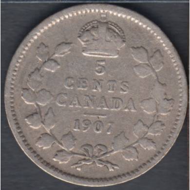 1907 - VG - Narrow Date - Canada 5 Cents