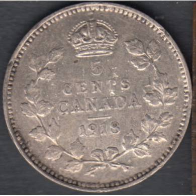 1918 - Fine - Bent - Canada 5 Cents