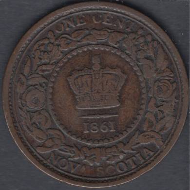 1861 - VG- Large Bud - Large Cent - Nova Scotia