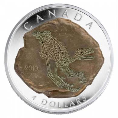 2010 - $4 - argent fin Dinosaure Dromaeosaurus - Sans Taxe
