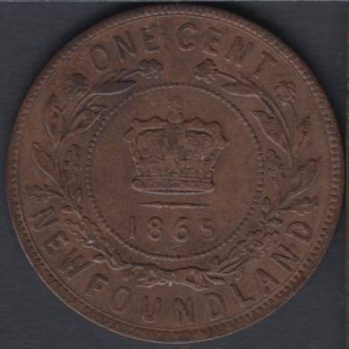 1865 - Fine - Large Cent - Terre Neuve
