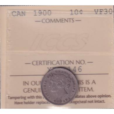 1900 - VF 30 - ICCS - Canada 10 Cents