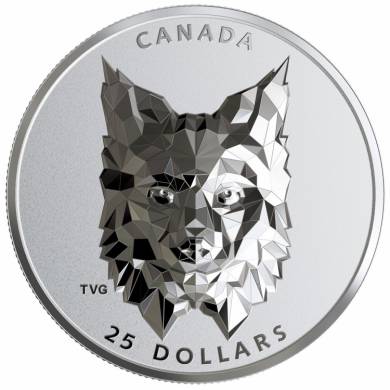 2020 - $25 - 1 oz. Pure Silver Extraordinarily High Relief Coin  Multifaceted Animal Head: Lynx