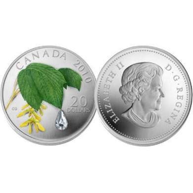 2010 - $20 - Fine Silver Coin - Maple Leaf Crystal Raindrop