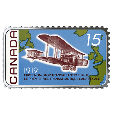 2019 - $20 -  Pice colore de 1 oz en argent pur - 100e anniversaire du premier vol transatlantique sans escale
