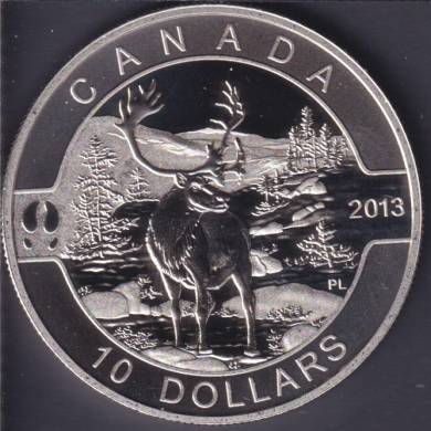 2013 Canada $10 - 1/2 oz Fine Silver Coin .9999 - Caribou
