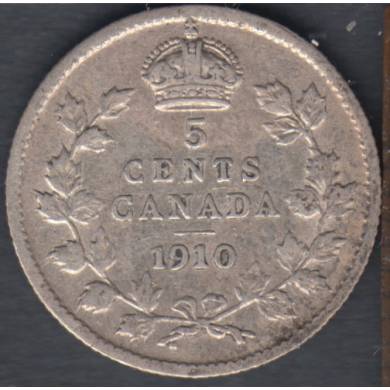 1910 - Pointed Leaves - VF - Canada 5 Cents