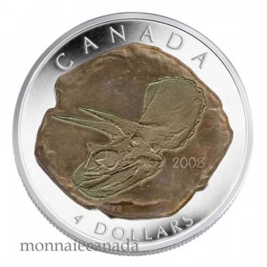 2008 - $4  fine Silver Coin Triceratops - Dinosaur No Tax