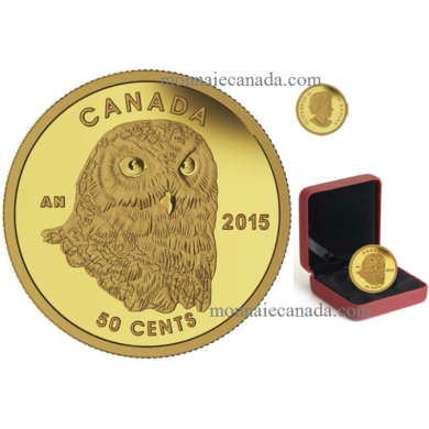 2015 - 50  Cents - Pice de 1/25 oz en or pur - Le harfang des neiges
