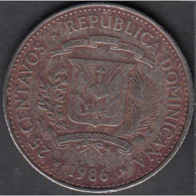 1986 - 25 Centavos - Dominican Republic