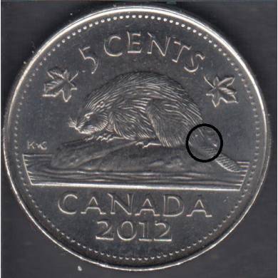2012 - Loose tail - Canada 5 Cents