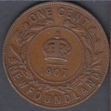 1907 - Fine - Large Cent - Terre Neuve