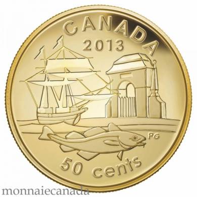 2013 - 50 cents - 1/25 oz Pure Gold Coin - 300th Anniversary of Louisbourg