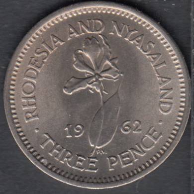 1962 - 3 Pence - B. Unc - Rhodesia & Nyasaland