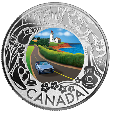 2019 - $3 - Pice colore en argent pur - Petits bonheurs de la vie au Canada : Balade ctire