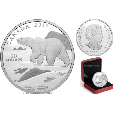 2017 - $20 - 1 oz. Pure Silver Coin – Nature's Impressions: Polar Bear